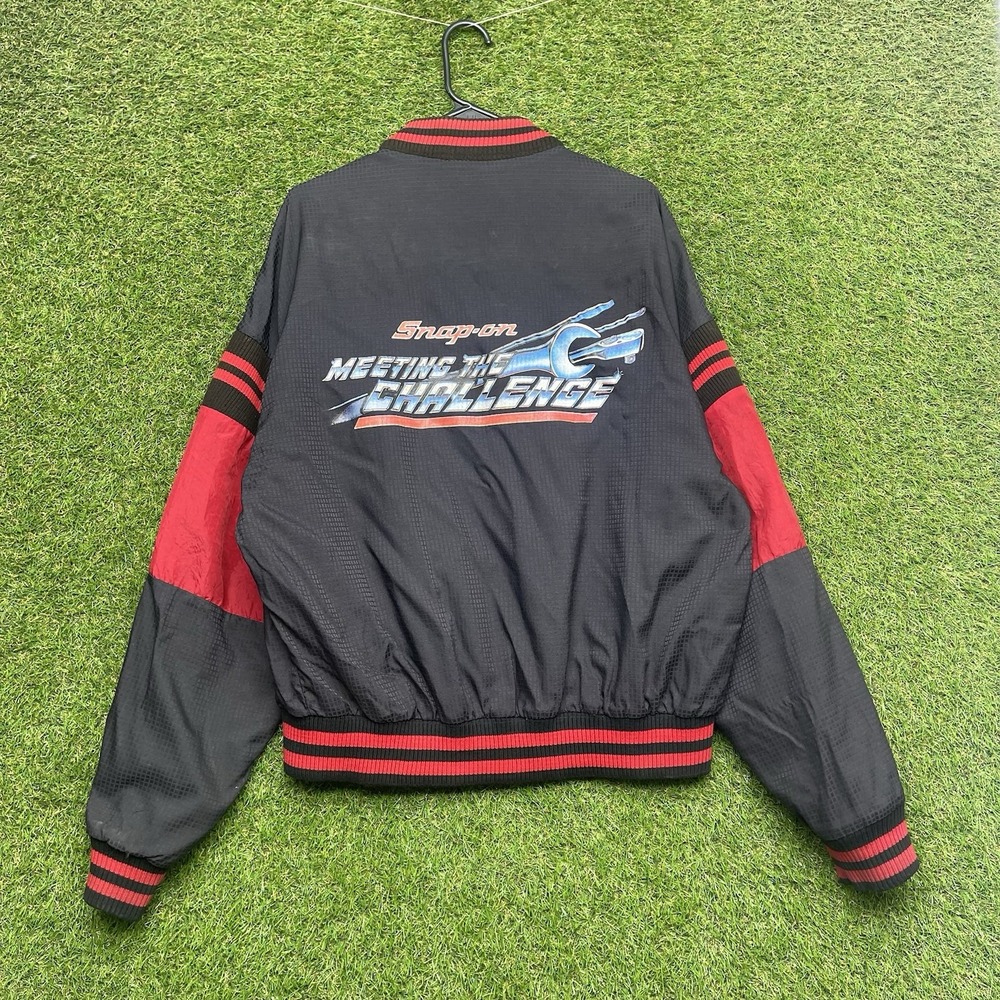 Vintage Snap On Tools Swingster Jacket Mens Large Black Racing Bomber USA 90s